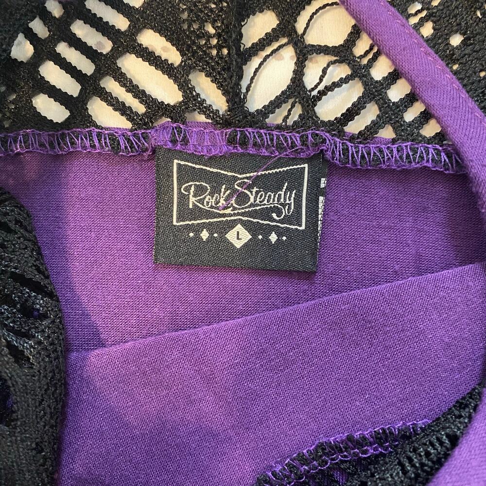 Bundle of 2 Rock Steady Womens Size Large Shirts Purple Black Lace Punk Goth - Picture 2 of 4
